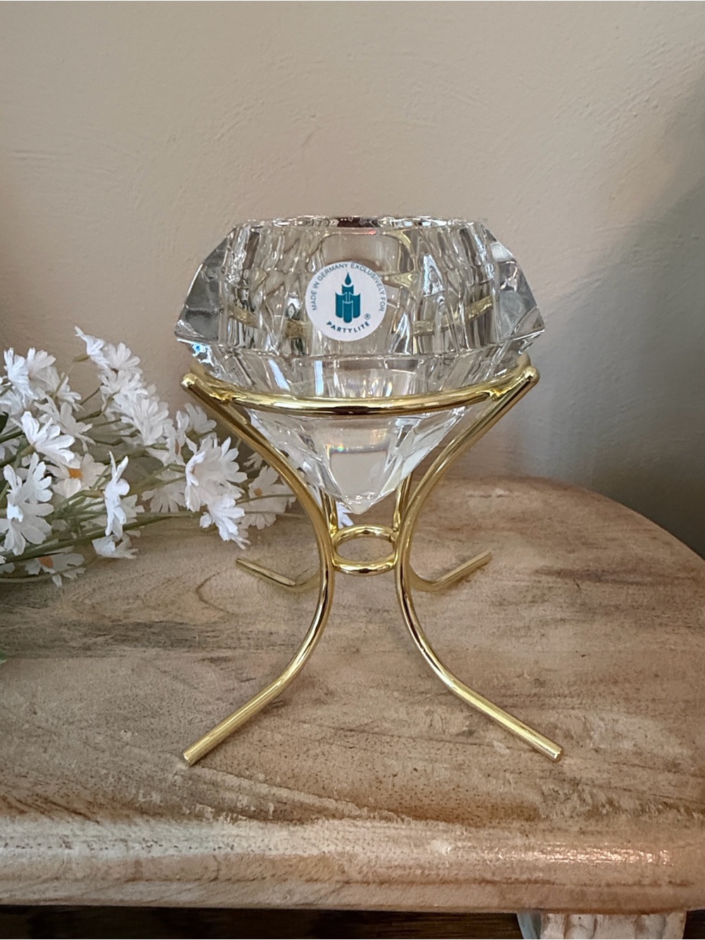 PARTYLITE Crystal VOTIVE Holder On Gold Stand - NWT!